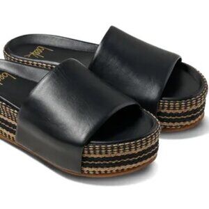 Beek Albatross Textile Leather Platform Sandal Black